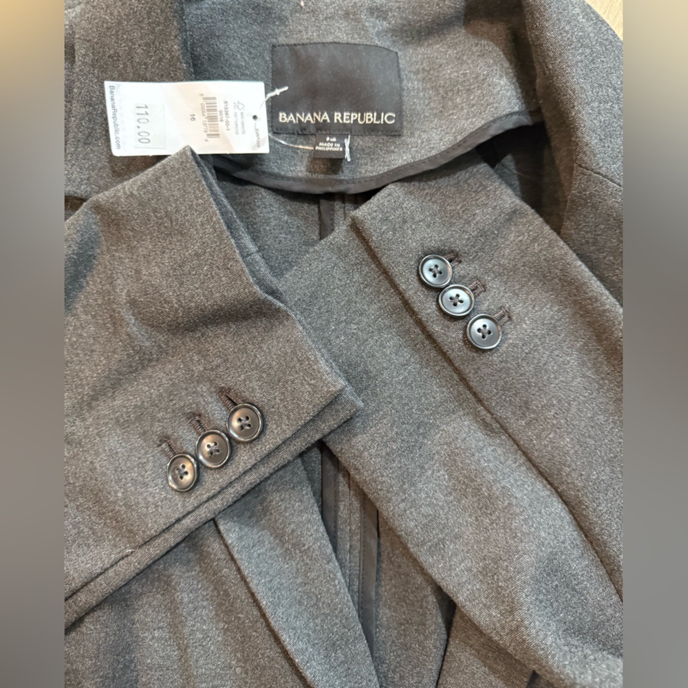 NEW Banana Republic 2 Button Blazer-Gray-Size 16 - Picture 4 of 9